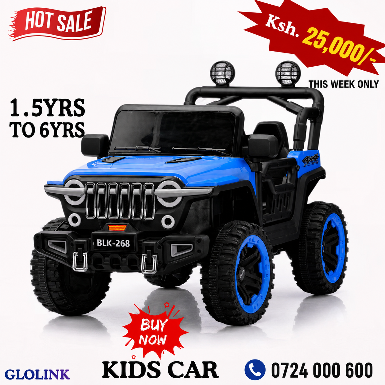 Kids Electric Off-Road Ride-On Car (4WD) BLK268